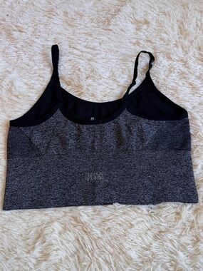 PINK Victoria's Secret Women's Black & Charcoal Seamless Sports Bra Top